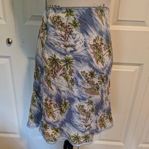 Tropical Hawaiian Print Knee Length Summer Skirt